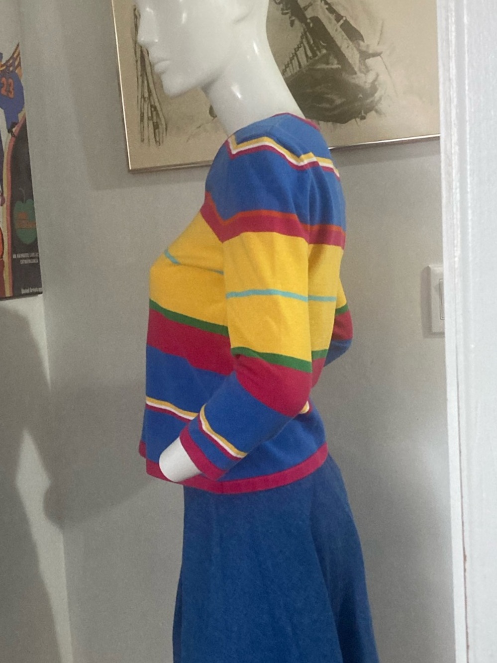 Vintage 90s Ralph Lauren Horizontal Stripe Knit Top - 3/4 Sleeve - Rare - Picture 6 of 16